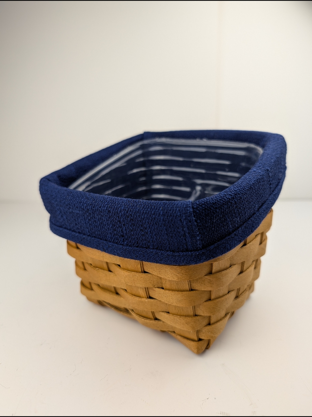 Longaberger Small Desktop Basket, Navy Liner, Divided Protector